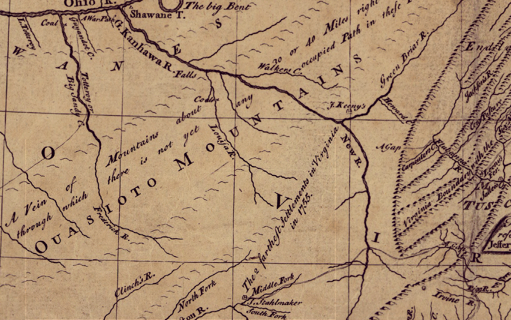 two farthest western settlements in Virginia, 1755