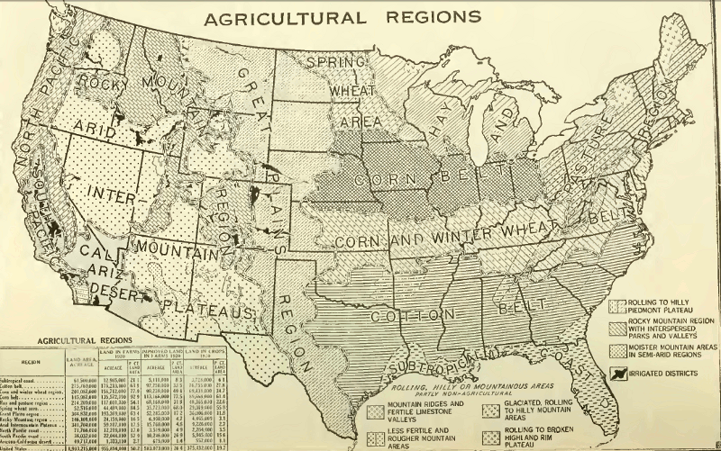 agricultural regions, as defined in 1920 on p.29