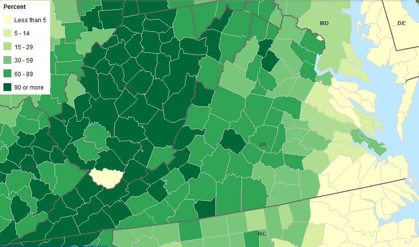 in the hilly topography of Southwestern Virginia, farmers use a higher percentage of acres for growing hay than row crops such as corn and soybeans