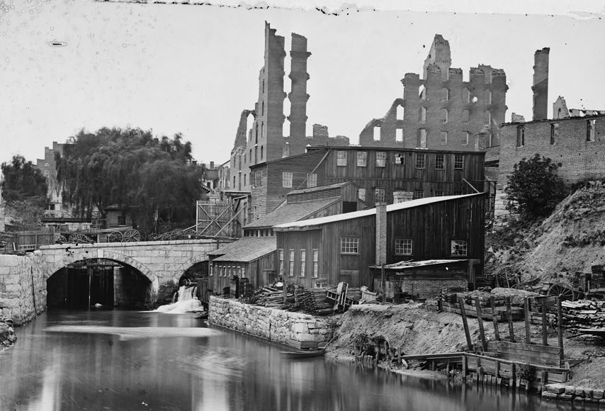 the Gallego and Haxall mills in Richmond exported flour to South America, but were destroyed when Richmond burned at the end of the Civil War