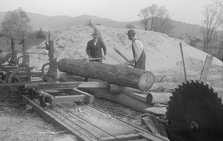 processing trees into lumber in the Shenandoah Valley, 1941