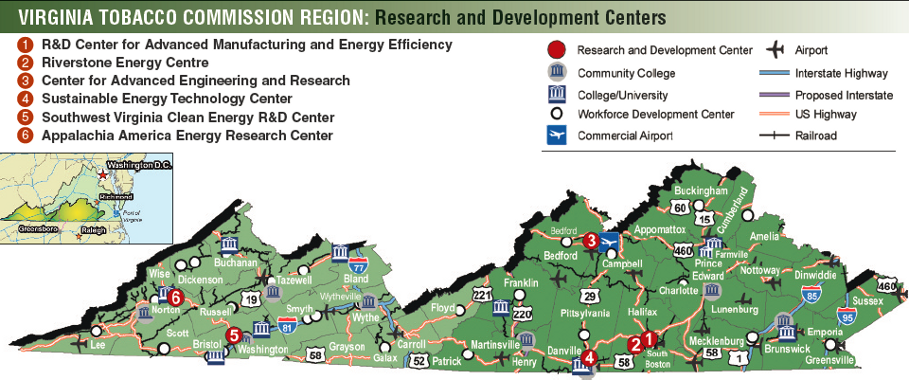 research and development centers in 41 tobacco-dependent localities