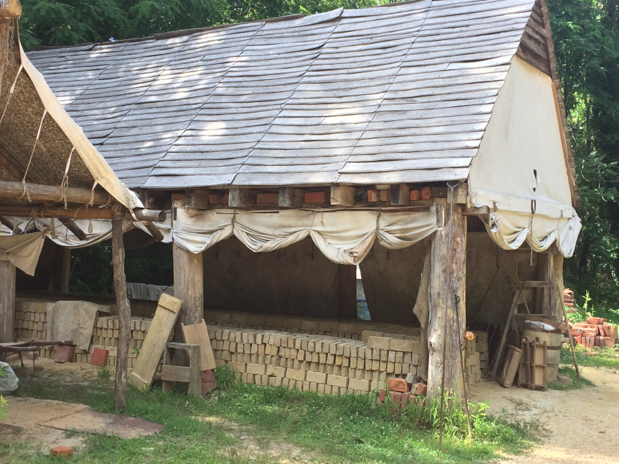 clay formed into bricks must dry before being assembled into a kiln and baked