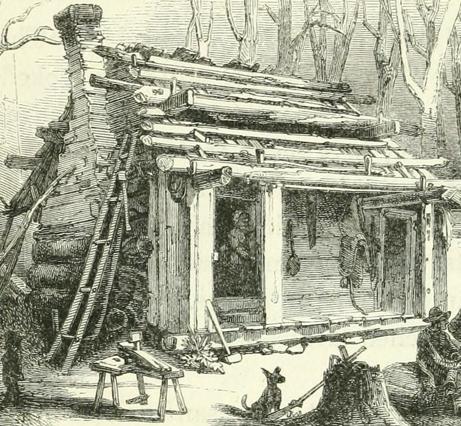 on the edge of colonial settlement west of the Blue Ridge, log cabins were common in Virginia