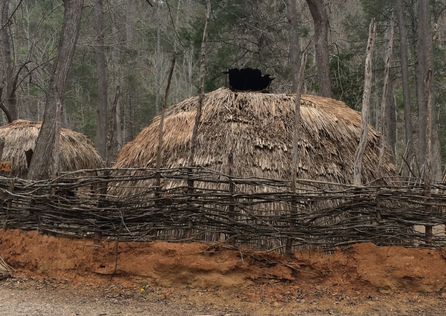 Native American houses in Virginia had a hole in the roof for smoke to escape, with a sheet of bark to keep out rain