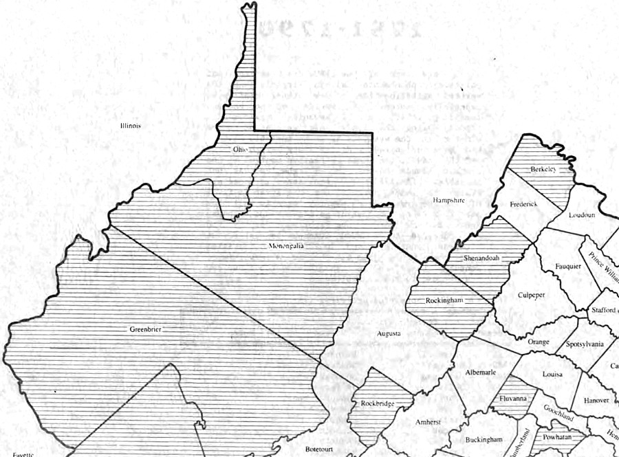 Virginia boundaries after abolishing Yohogania County