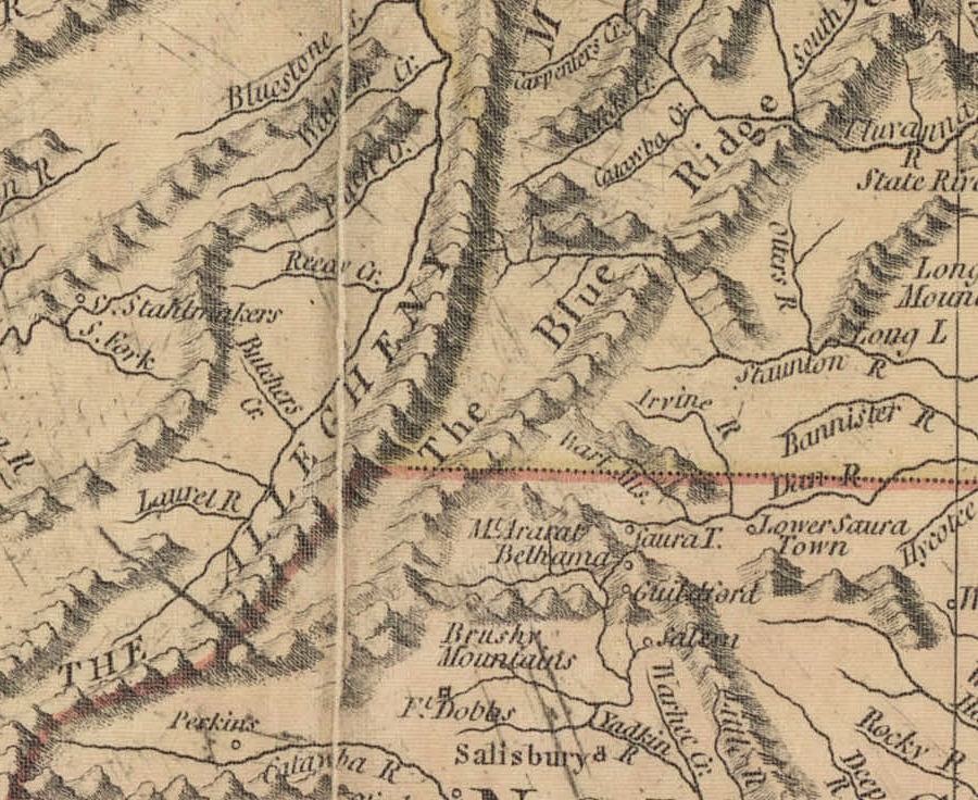 at the end of the American Revolution, maps defining the territory of the new United States of America left the extension of Virginia's southern boundary to the imagination
