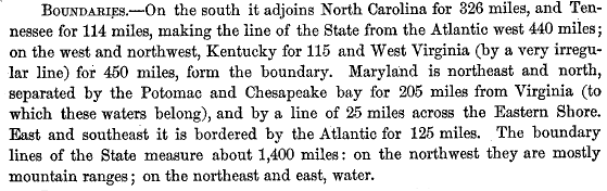 since West Virginia was established, Virginia shares boundaries with five other states