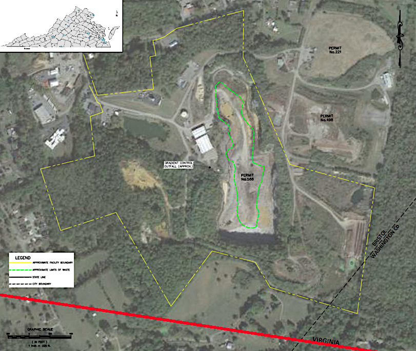 the Bristol, Virginia landfill was very close to the Tennessee-Virginia border