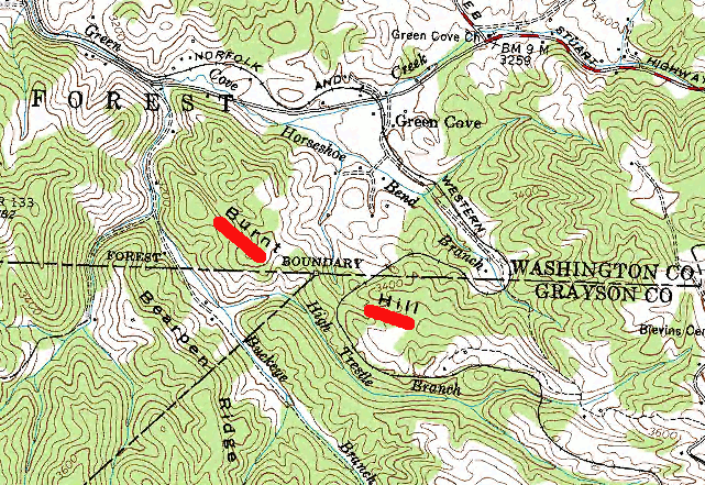Burnt Hill, starting point for the compromise diamond line surveyed in 1802