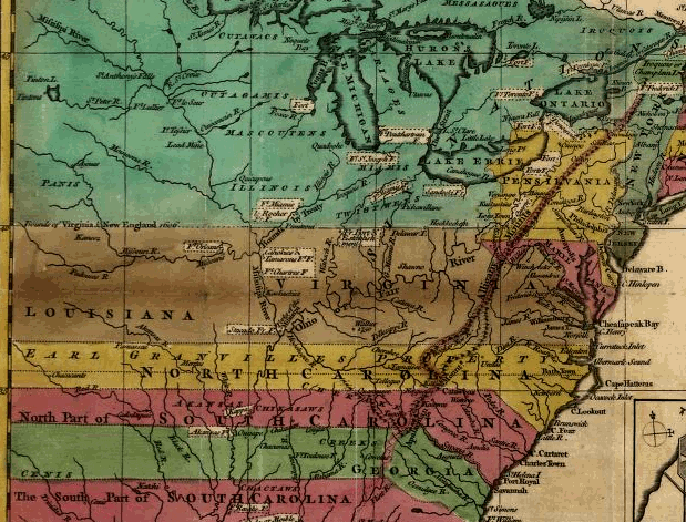 westward extension of land claims by English colonies