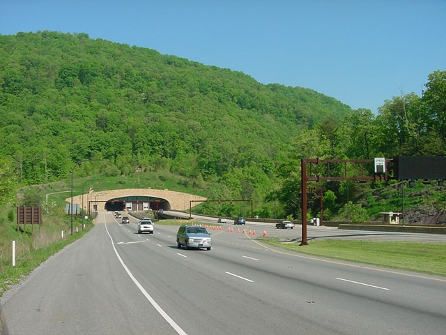 south (Tennessee) portal of the US25E tunnel underneath Cumberland Gap, looking towards Kentucky