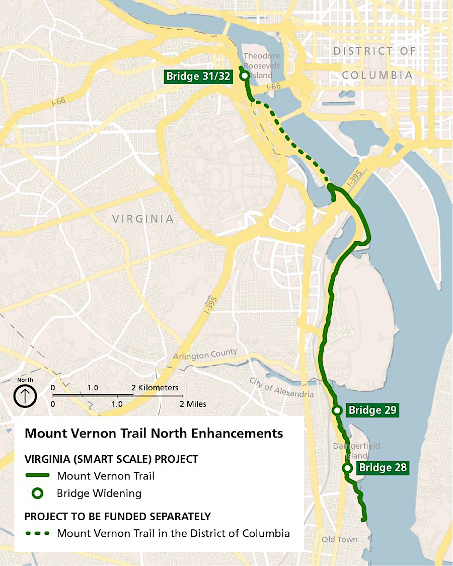 widening the Mount Vernon Trail required separate projects by Virginia and the District of Columbia