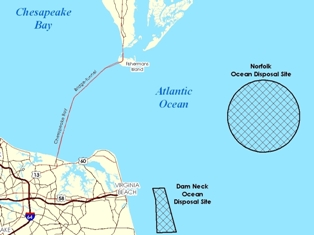 disposal sites on Outer Continental Shelf off Virginias coast, permitted by EPA