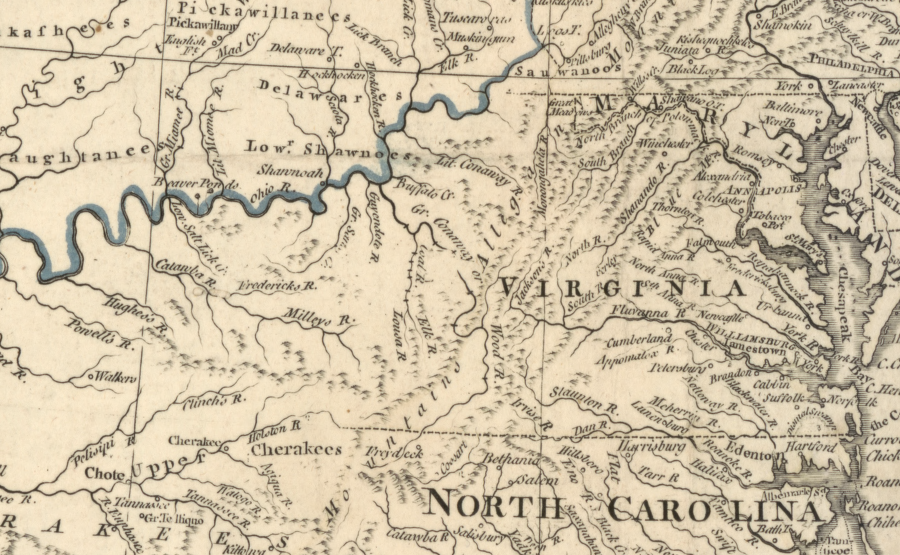 mapmakers after the American Revolution were unable to define a clear western boundary for Virginia or Pennsylvania