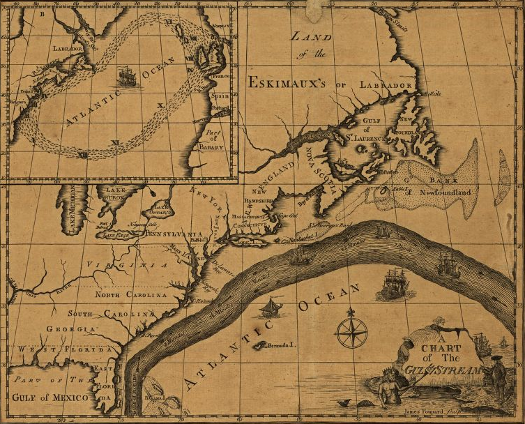 the Gulf Stream flows north of Bermuda