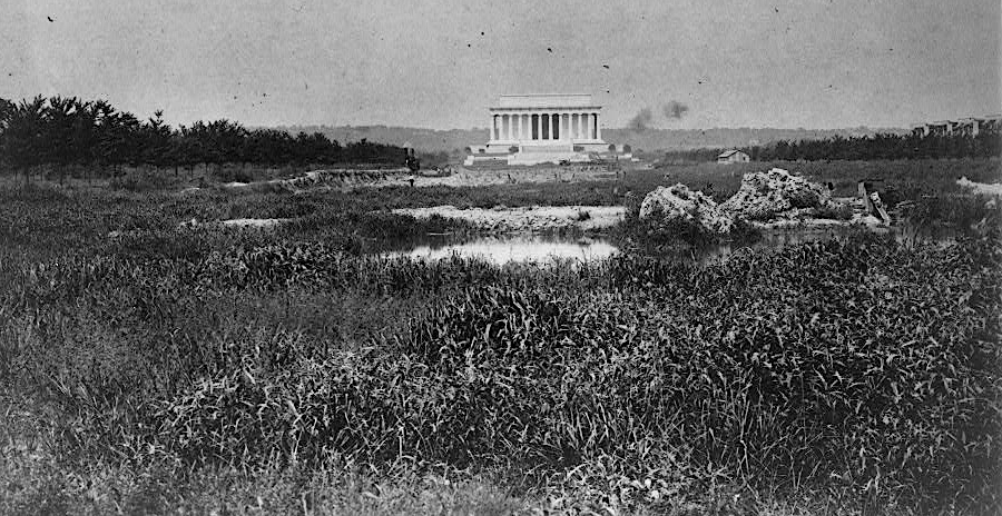 the Lincoln Memorial was built on marshland that is now the Reflecting Pool