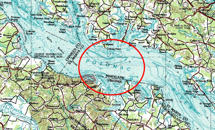 Potomac River boundary between MD and VA