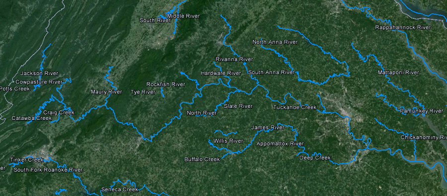 navigable river sections in Virginia, as claimed by the Department of Game and Inland Fisheries
