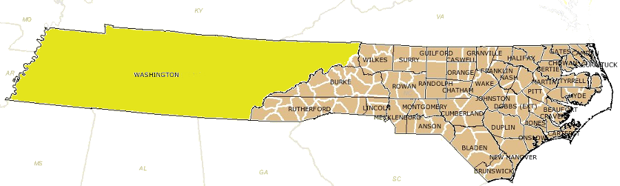 the new North Carolina state government created Washington District in 1776 and organized it into Washington County in 1777, to govern the land west of the Blue Ridge
