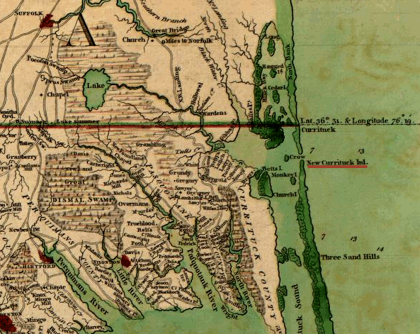 Currituck Inlet provided access through the barrier islands in 1770