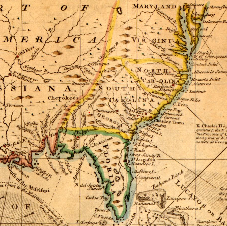in 1720, the boundary between Virginia and the Carolina colonies was not clear