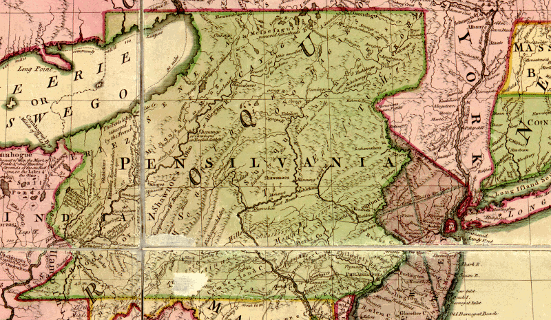 colonial boundary claims of Pennsylvania vs. New York, 1755