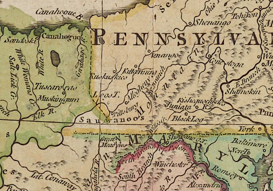 one interpretation angled the western boundary but placed Pittsburg in Pennsylania