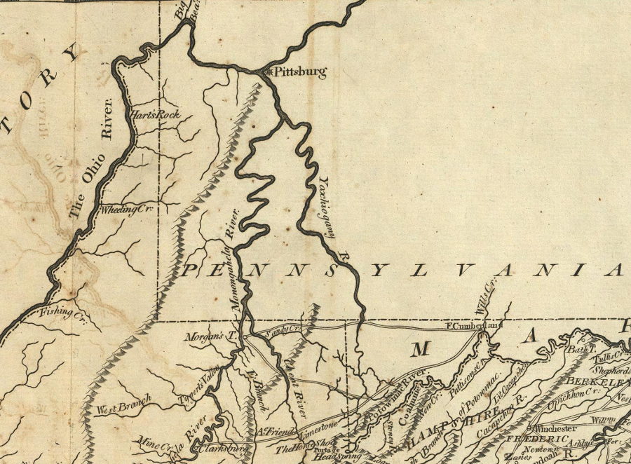 the Virginia-Pennsylvania border was based on straight lines surveyed across the countryside, not on natural boundaries
