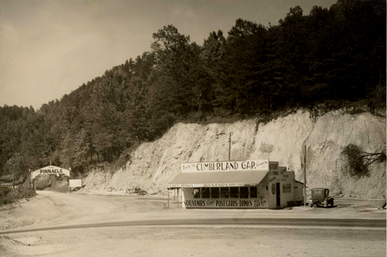 tourists paid to drive up the  mountain road to the Pinnacle overlooking Cumberland Gap