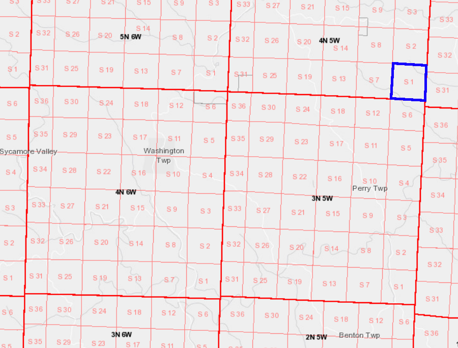 initial surveys in Ohio under the Northwest Land Ordinance of 1785 placed Section 1 in the township's southeast corner