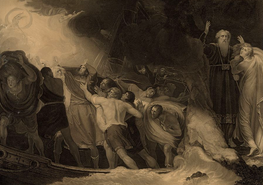 reports regarding the wreck of the Sea Venture may have inspired William Shakespeare to write The Tempest in 1611 (Prospero and Miranda are the characters on the right)