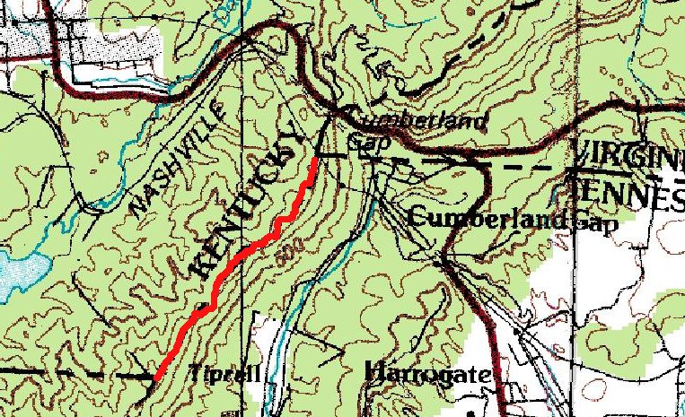 how the Virginia/Tennessee and Virginia/Kentucky boundaries are not aligned at Cumberland Gap
