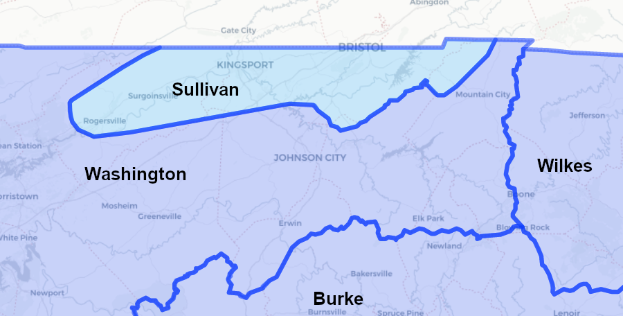 North Carolina created Sullivan County in 1779, after completion of competing boundary surveys reaching westward to Cumberland Mountain