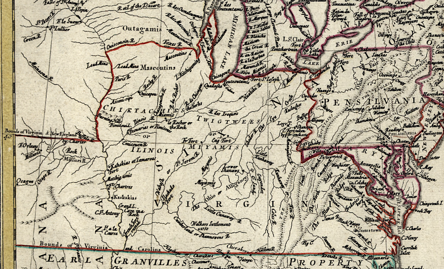 based on its 1612 charter, Virginia claimed the Ohio River Valley and westward to the Pacific Ocean in the 1750's