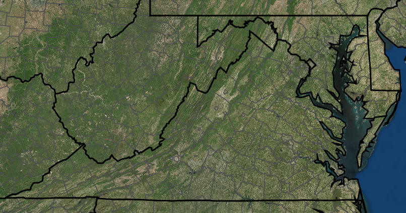 Virginia's corners are clear on two, maybe three sides... but the northwest corner is not obvious