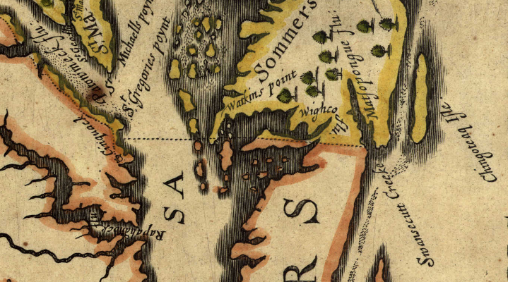 Cinquack and Watkins Point at the mouth of the Pocomoke river (originally called the Wighco) defined the Virginia-Maryland border