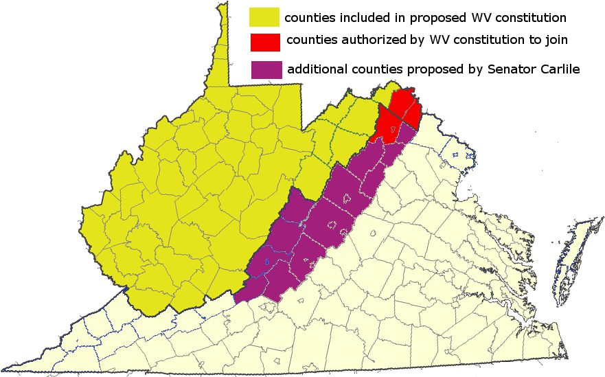 Senator Carlile proposed adding 12 counties, beyond those included in the constitution of West Virginia