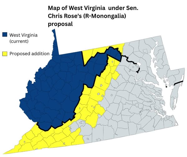 27 Virginia counties and 3 Maryland counties were invited to separate from Virginia and join West Virginia, after Democratic candidates won the 2025 elections in Virginia