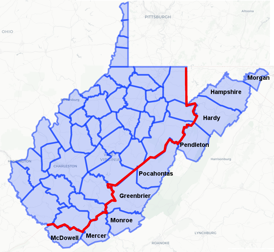 in 1862, President Lincoln considered nine counties in what became West Virginia a year later to be insurrectionary districts