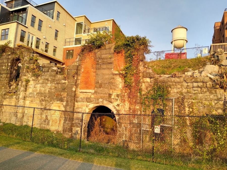 the James River Steam Brewery beer caves are still visible at Rocketts Landing, now on the border of Richmond and Henrico County