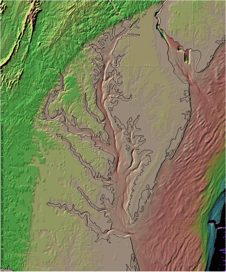 river channels at bottom of Chesapeake Bay