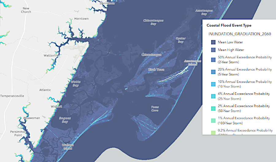 by 2060, barrier islands and shoreline communities on the eastern side of the Eastern Shore are predicted to disappear