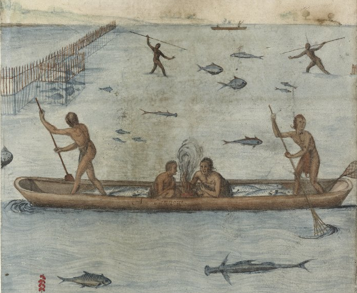 fish provided protein to Native Americans along the Atlantic shoreline and in the Chesapeake Bay, but the English still starved in 1607-10