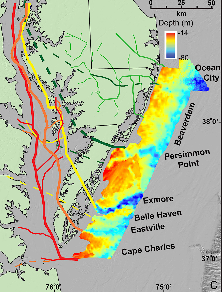 more-detailed maps showing the location of paleochannels across the Eastern Shore