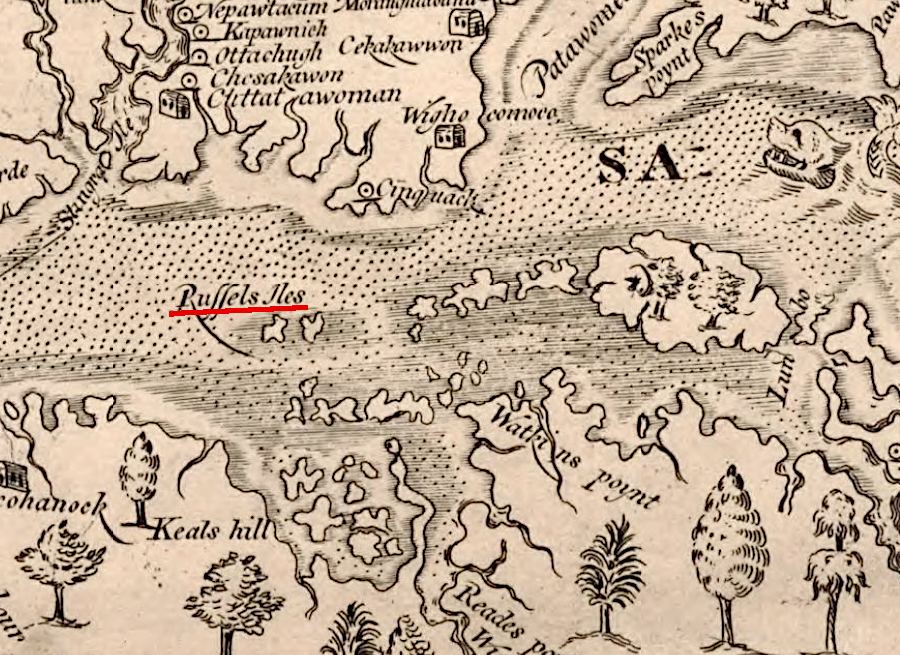 the Russell Isles named by John Smith included Tangier, Watts, Smith and the Fox islands