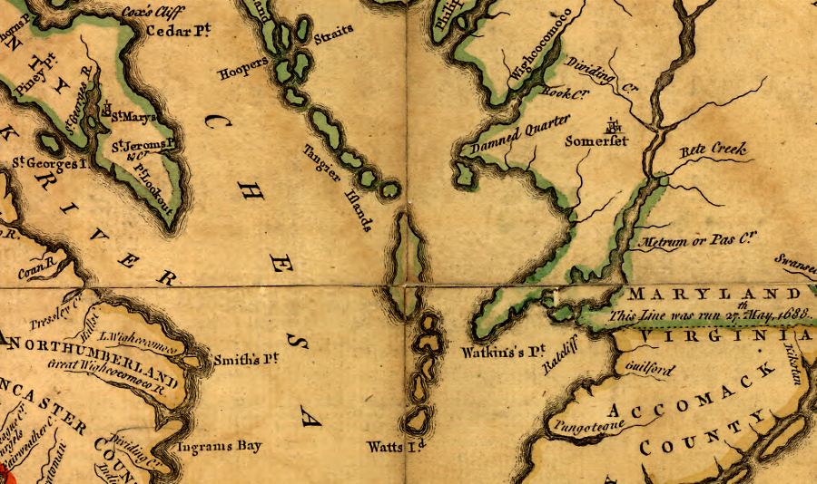 the 1755 Fry-Jefferson map of Virginia shows more  islands in the Chesapeake Bay than are present today, after 400 years of rising sea levels and island erosion