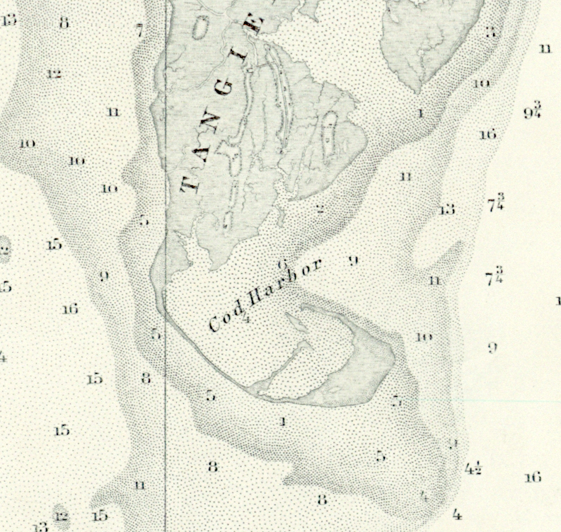 southern tip of Tangier Island where Joshua Thomas preached in 1866, before it eroded away