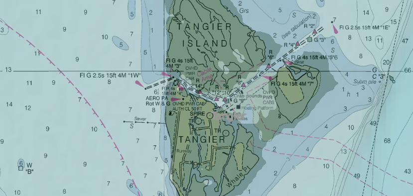 the US Army Corps of Engineers dredges the shipping channel between Tangier and Uppards islands