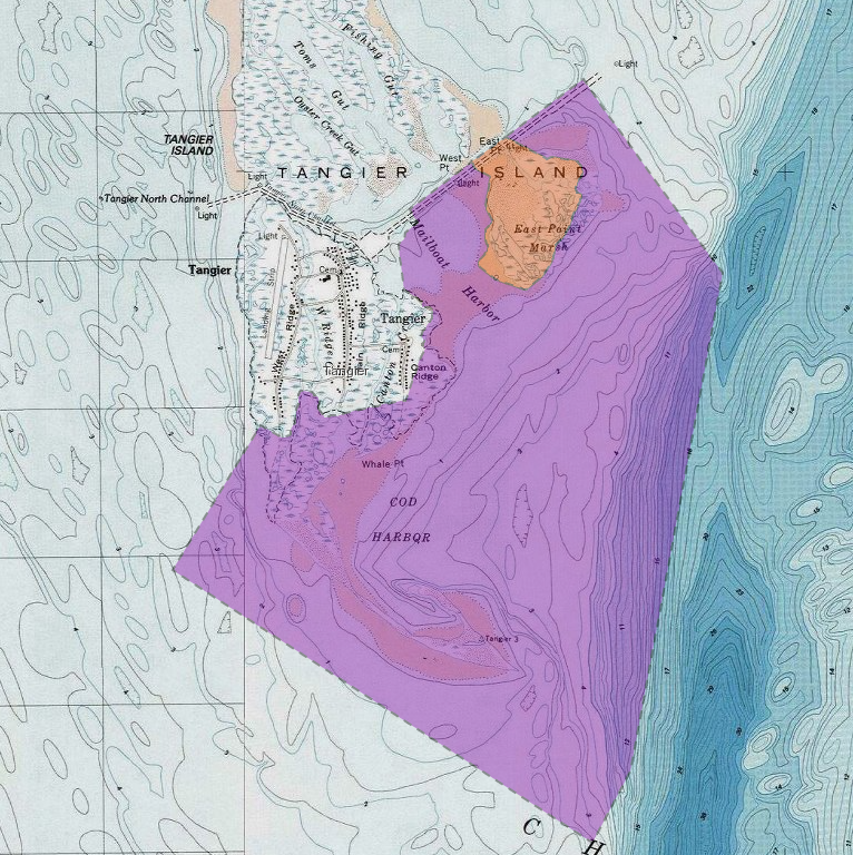 Port Isobel and the undeveloped southern part of Tangier Island is included within the Coastal Barrier Resources System